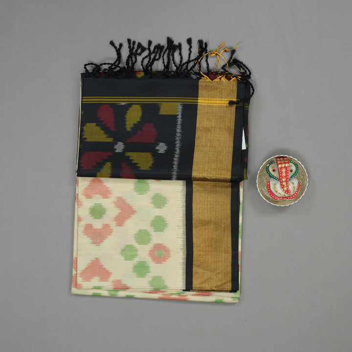 Hayagrivas Handloom Half White Soft Silk Saree with Black Border BBD74D1-55