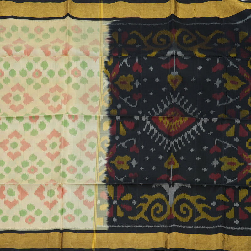 Hayagrivas Handloom Half White Soft Silk Saree with Black Border BBD74D1-55