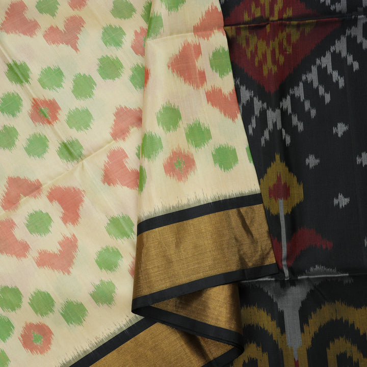 Hayagrivas Handloom Half White Soft Silk Saree with Black Border BBD74D1-55