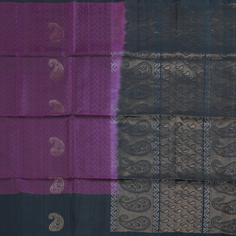 Hayagrivas Handloom Purple Soft Silk Saree with Black Border  BBD752H5-2