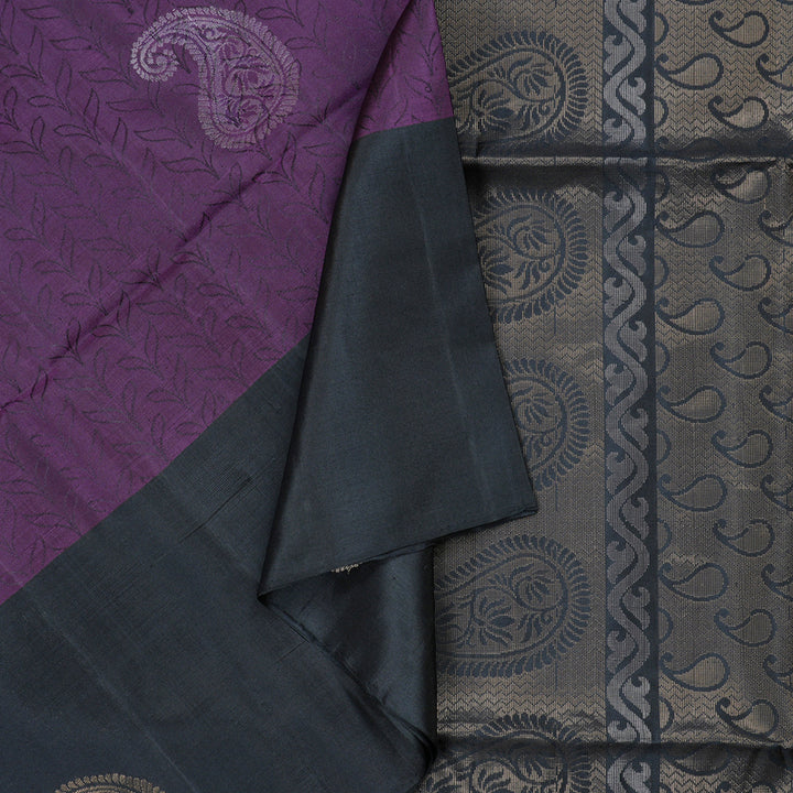 Hayagrivas Handloom Purple Soft Silk Saree with Black Border  BBD752H5-2