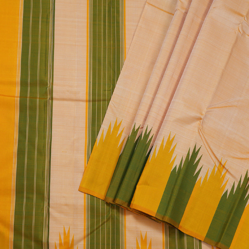 Hayagrivas Sandal Kanjivaram Silk Saree with Green And Mustard Border BBD753H2-2