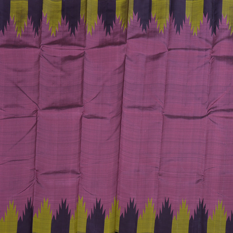 Hayagrivas Matte Purple Kanjivaram Silk Saree with Temple Border Green and Plum Shade Border BBD753H2-5