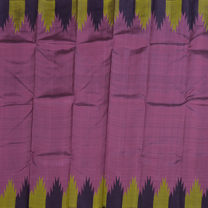 Hayagrivas Matte Purple Kanjivaram Silk Saree with Temple Border Green and Plum Shade Border BBD753H2-5