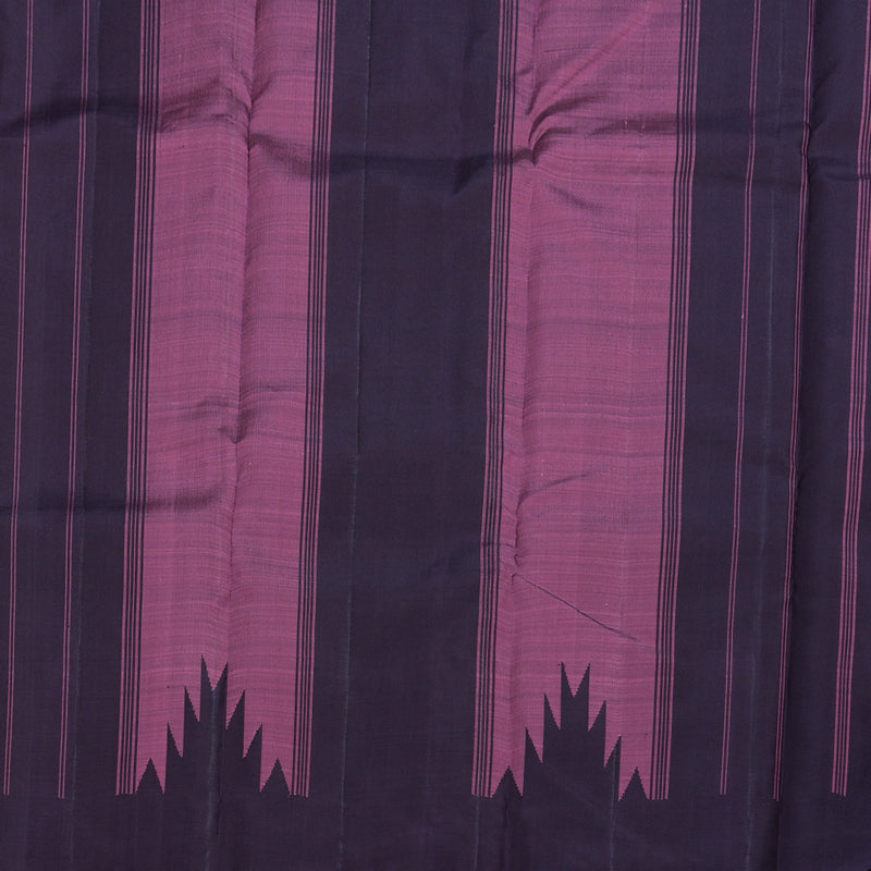 Hayagrivas Matte Purple Kanjivaram Silk Saree with Temple Border Green and Plum Shade Border BBD753H2-5