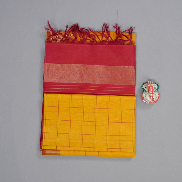 Hayagrivas Handloom Silk Kora Cotton Saree in Sun-kissed Mustard Yellow BBD756H1-3