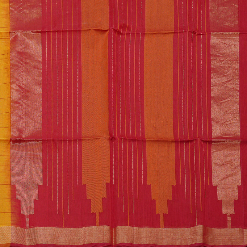 Hayagrivas Handloom Silk Kora Cotton Saree in Sun-kissed Mustard Yellow BBD756H1-3