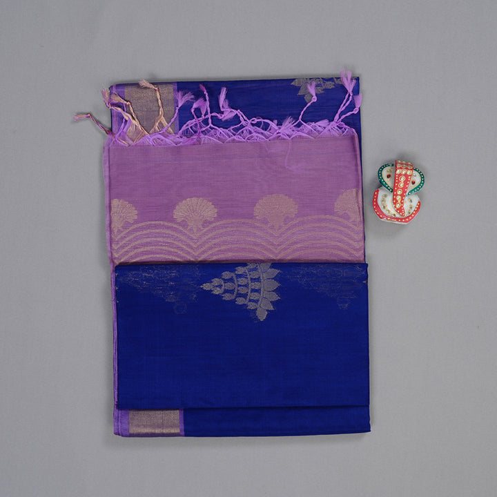 Hayagrivas Handloom Kora Silk Cotton Saree in Vivid Blue BBD756H2-11