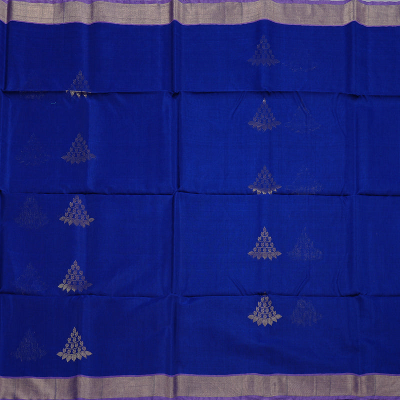 Hayagrivas Handloom Kora Silk Cotton Saree in Vivid Blue BBD756H2-11