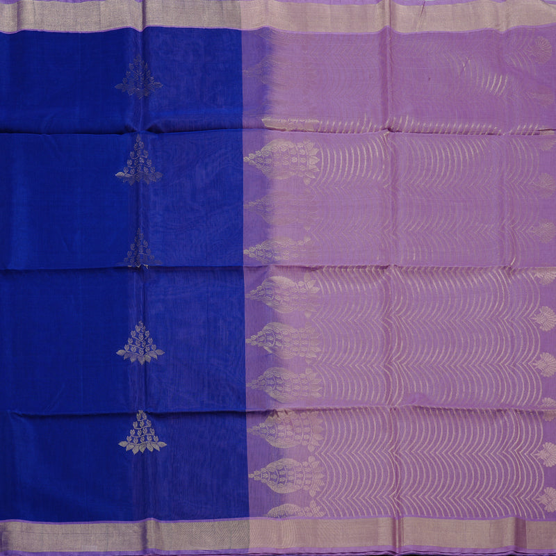 Hayagrivas Handloom Kora Silk Cotton Saree in Vivid Blue BBD756H2-11