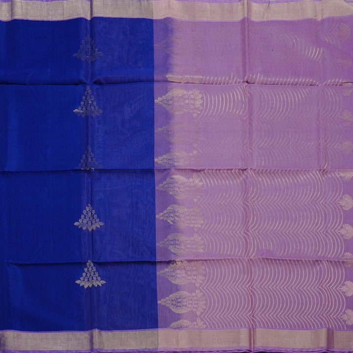 Hayagrivas Handloom Kora Silk Cotton Saree in Vivid Blue BBD756H2-11