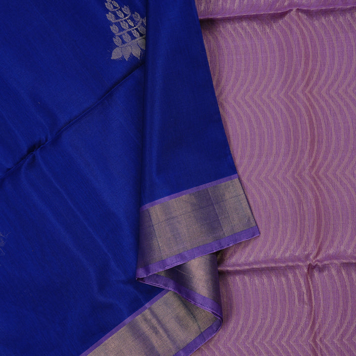 Hayagrivas Handloom Kora Silk Cotton Saree in Vivid Blue BBD756H2-11