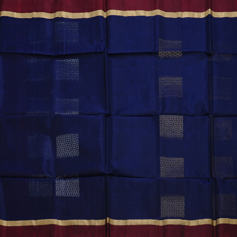 Hayagrivas Handloom Kora Silk Cotton Saree in Magical Dark Blue BBD756H2-25