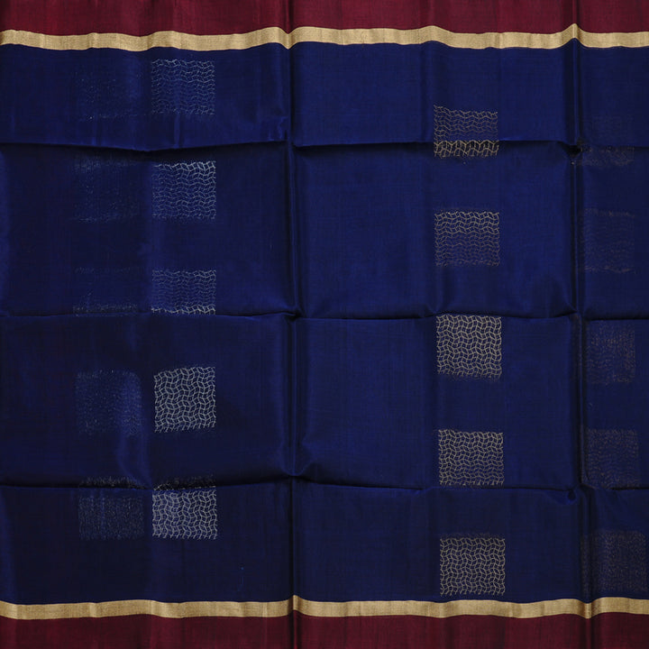 Hayagrivas Handloom Kora Silk Cotton Saree in Magical Dark Blue BBD756H2-25