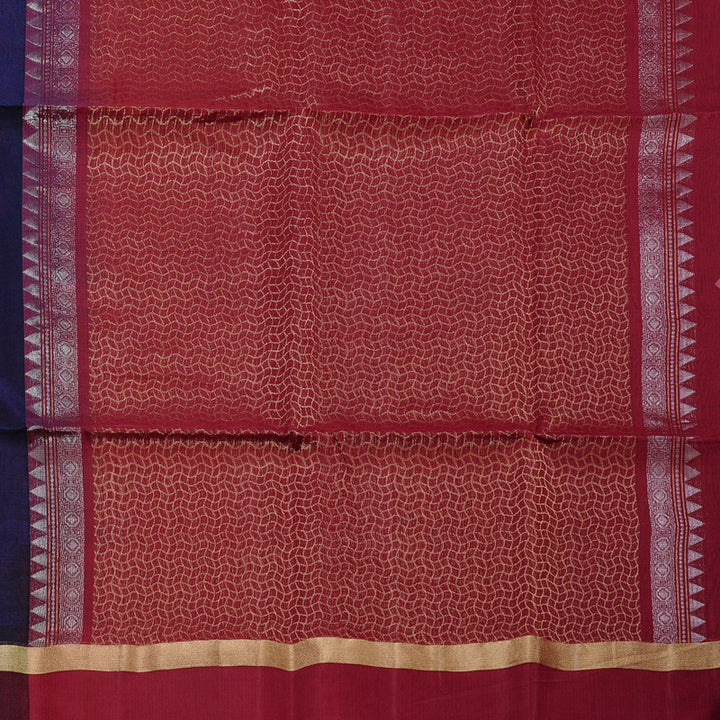 Hayagrivas Handloom Kora Silk Cotton Saree in Magical Dark Blue BBD756H2-25