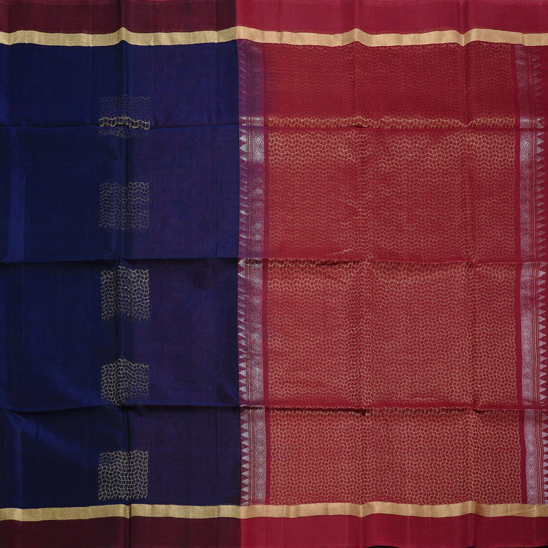 Hayagrivas Handloom Kora Silk Cotton Saree in Magical Dark Blue BBD756H2-25