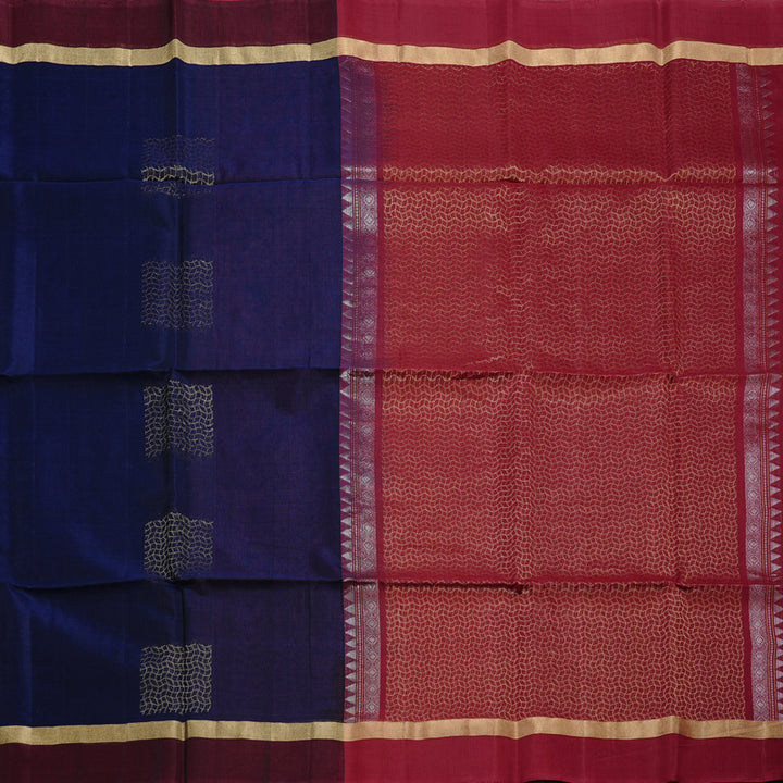 Hayagrivas Handloom Kora Silk Cotton Saree in Magical Dark Blue BBD756H2-25