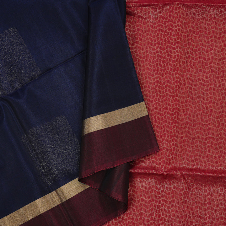 Hayagrivas Handloom Kora Silk Cotton Saree in Magical Dark Blue BBD756H2-25