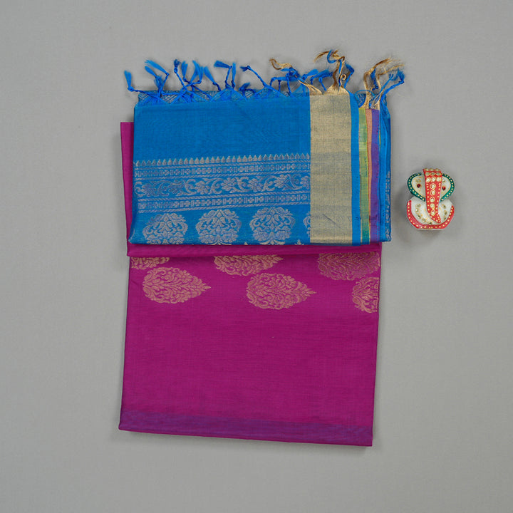 Hayagrivas Handloom Kora Silk Cotton Saree in Luxurious Purple BBD756H2-27