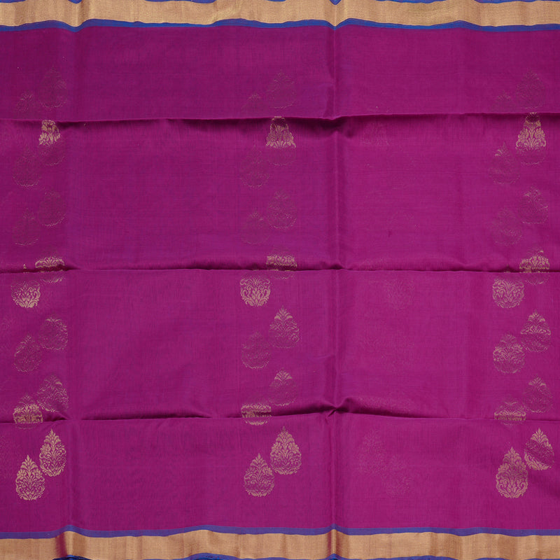 Hayagrivas Handloom Kora Silk Cotton Saree in Luxurious Purple BBD756H2-27