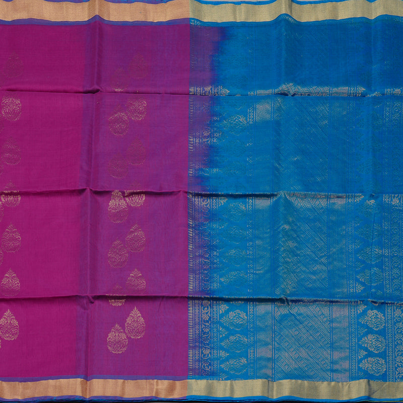 Hayagrivas Handloom Kora Silk Cotton Saree in Luxurious Purple BBD756H2-27