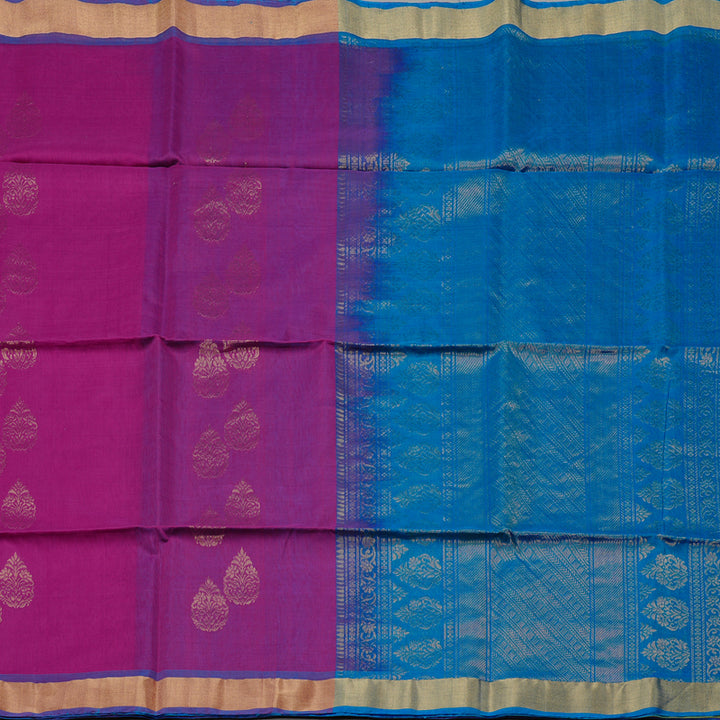 Hayagrivas Handloom Kora Silk Cotton Saree in Luxurious Purple BBD756H2-27