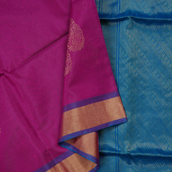 Hayagrivas Handloom Kora Silk Cotton Saree in Luxurious Purple BBD756H2-27