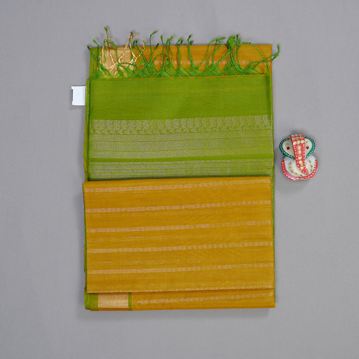 Hayagrivas Handloom Kora Silk Cotton Saree in Serene Dark Mustard BBD756H2-3
