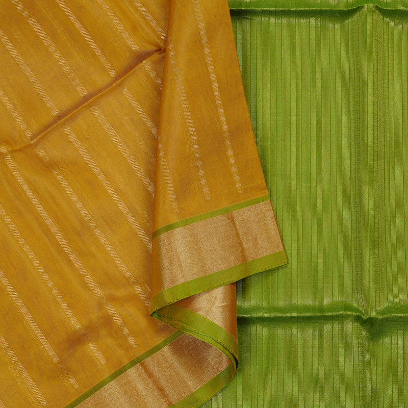 Hayagrivas Handloom Kora Silk Cotton Saree in Serene Dark Mustard BBD756H2-3