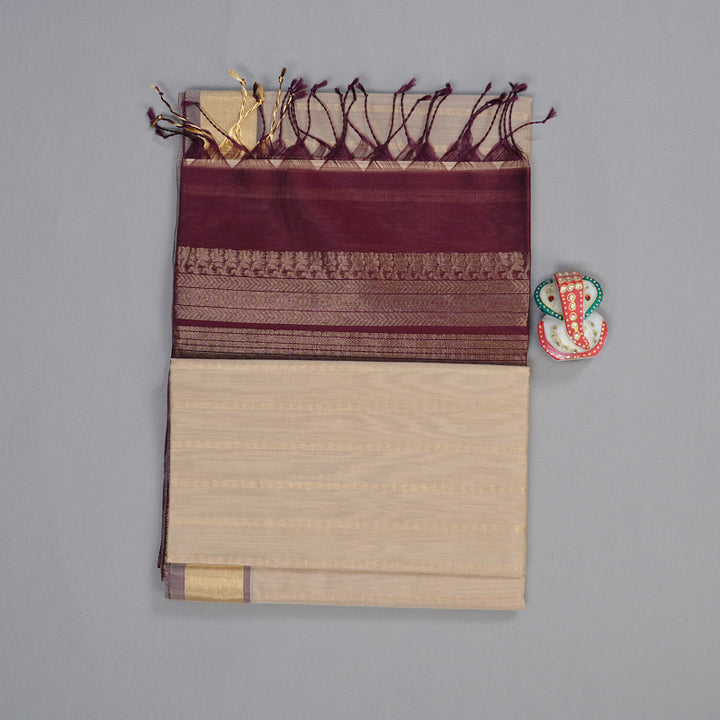 Hayagrivas Handloom Kora Silk Cotton Saree in Elegant Beige BBD756H2-7