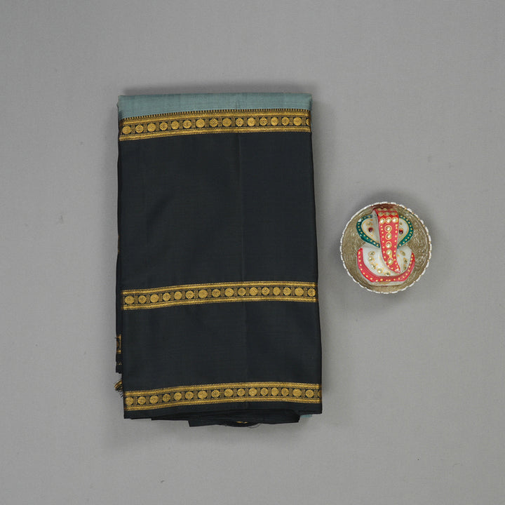 Hayagrivas Handloom Grey Kanjivaram Silk Saree with Black Border BBD764H6-1