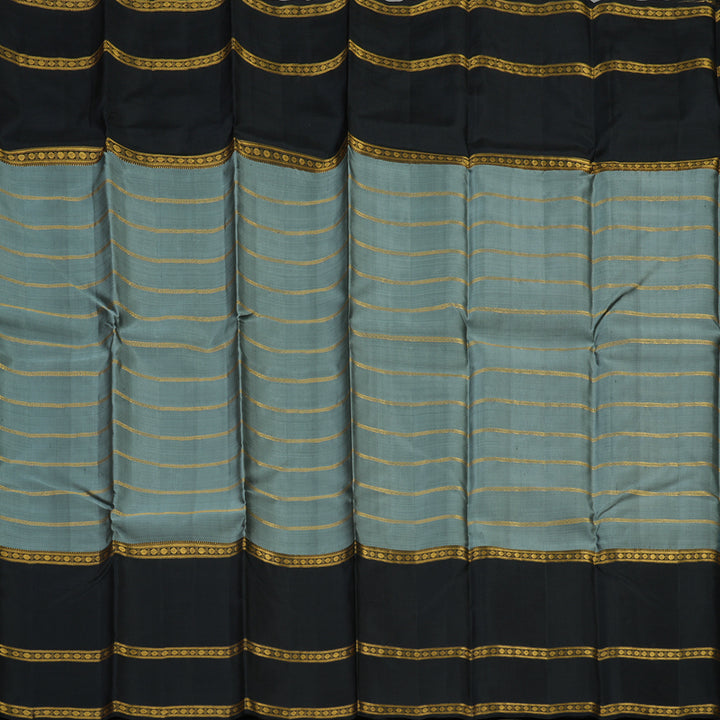 Hayagrivas Handloom Grey Kanjivaram Silk Saree with Black Border BBD764H6-1
