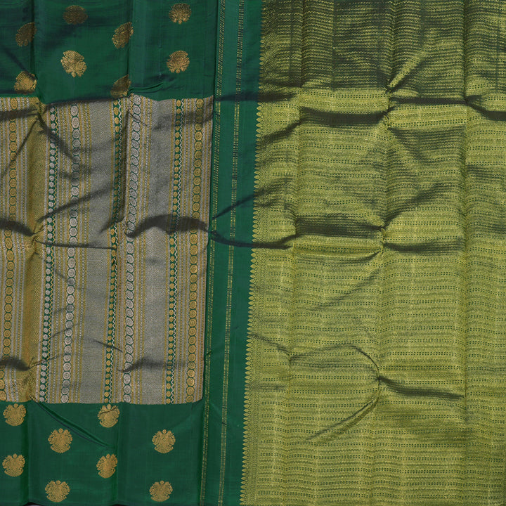 Hayagrivas Bottle Green Kanjivaram Silk Saree with Bottle Green Border - BBD765H6-1