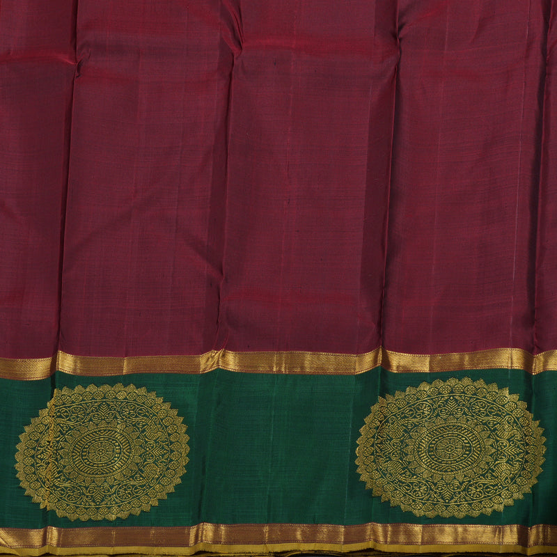 Hayagrivas Handloom Light Elaichi Green Kanjivaram Silk Saree with Bottle Green Border KBE1251I1-1
