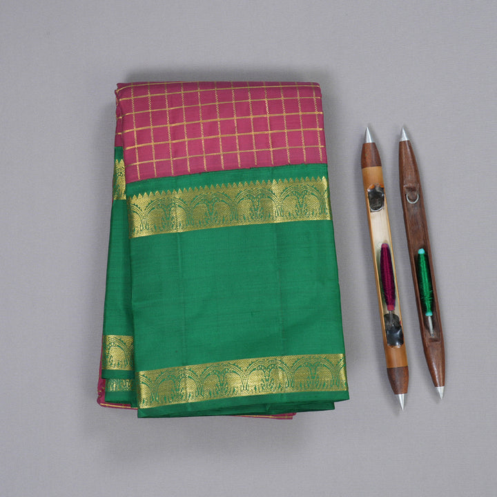 Hayagrivas Maroon Kanjivaram Silk Saree with Green Border BBD768H4-1