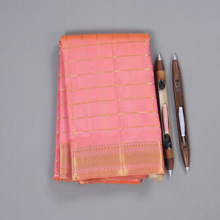 Hayagrivas Peach Pink Kanjivaram Silk Saree with Peach Pink Border BBD768H5-1