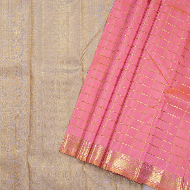 Hayagrivas Peach Pink Kanjivaram Silk Saree with Peach Pink Border BBD768H5-1