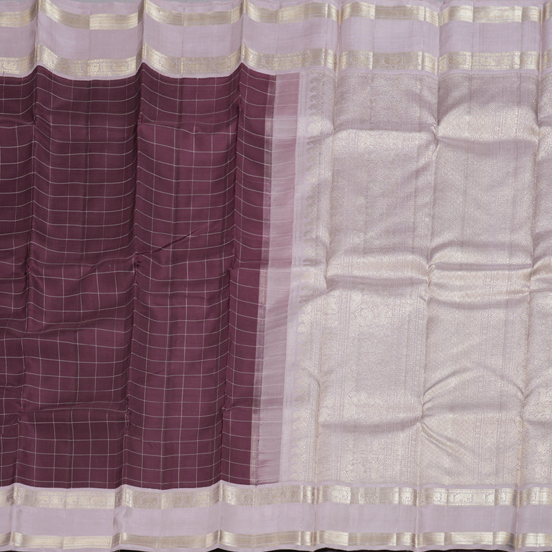 Hayagrivas Plum Purple Kanjivaram Silk Saree with Onion Pink Border - BBD768H7-1