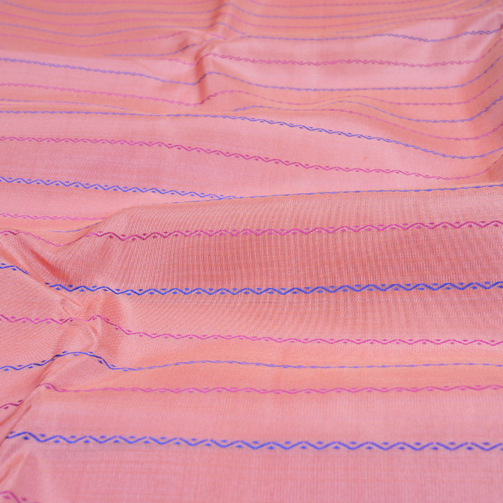 Hayagrivas Peach  Kanjivaram Silk Saree with Pink And Blue Border- BBD769H2-1