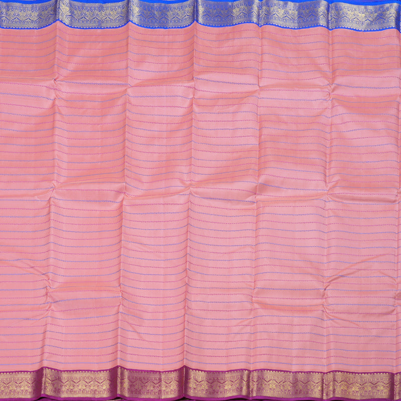 Hayagrivas Peach  Kanjivaram Silk Saree with Pink And Blue Border- BBD769H2-1