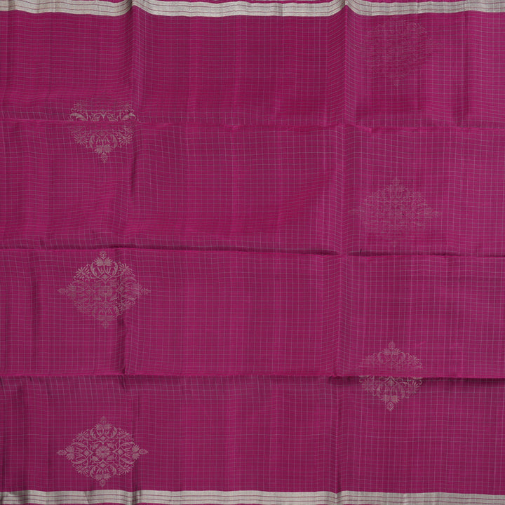 Hayagrivas Handloom Checkered Berry Soft Silk Saree with Grey BorderBorder BBD76D2-1