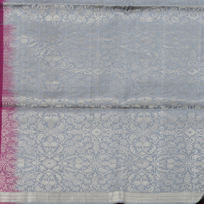 Hayagrivas Handloom Checkered Berry Soft Silk Saree with Grey BorderBorder BBD76D2-1