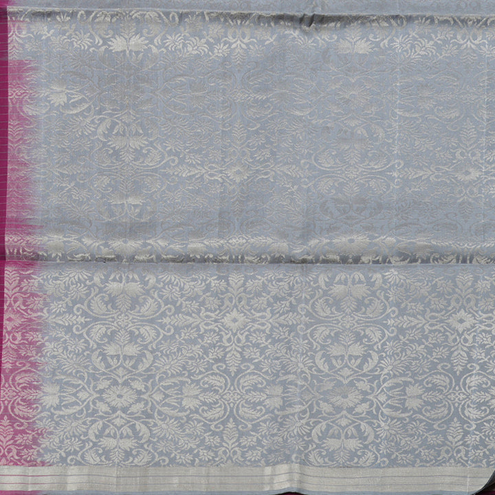 Hayagrivas Handloom Checkered Berry Soft Silk Saree with Grey BorderBorder BBD76D2-1