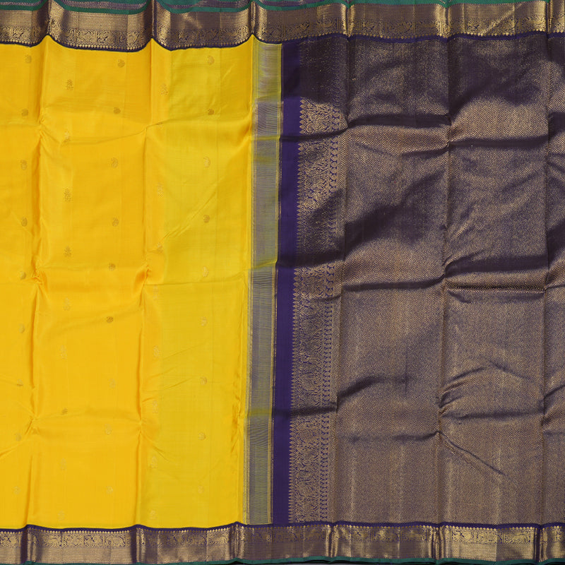 Hayagrivas Yellow Kanjivaram Silk Saree with Annam and Elephant Motifs in Border - BBD771H2-1