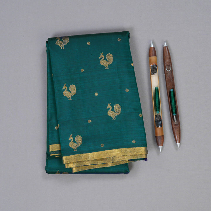 Hayagrivas Emerald Green Kanjivaram Silk Saree BBD772H1-1