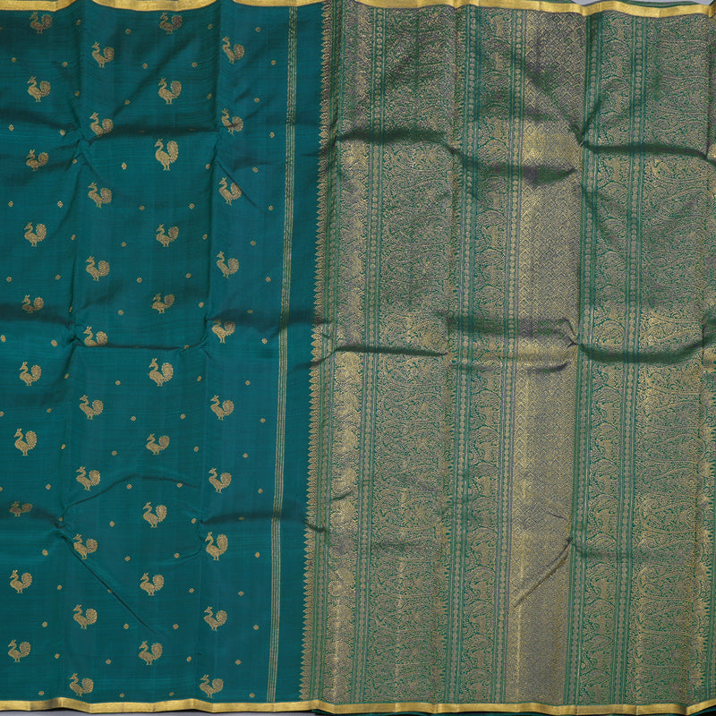 Hayagrivas Emerald Green Kanjivaram Silk Saree BBD772H1-1