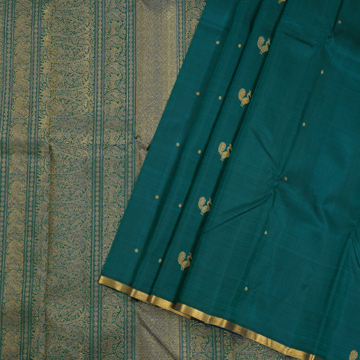 Hayagrivas Emerald Green Kanjivaram Silk Saree BBD772H1-1