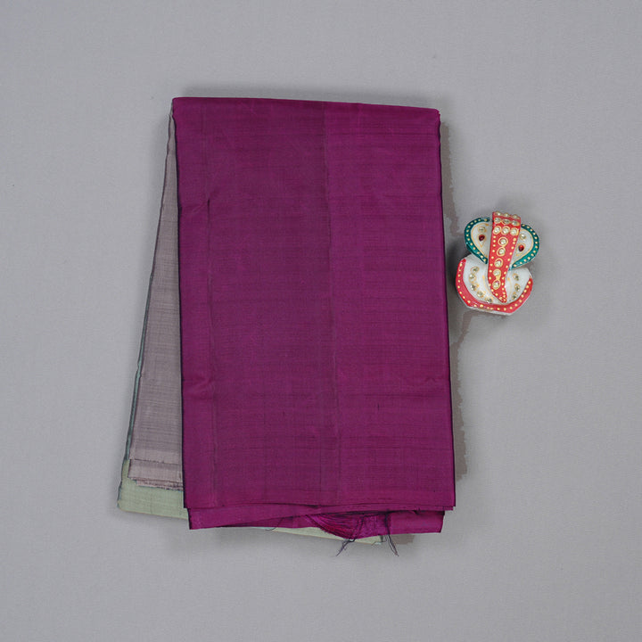 Hayagrivas Handloom Kanjivaram Silk Saree in Enchanting Muppagm (Light Peach, Ash Grey and Purple) BBD775H2-4