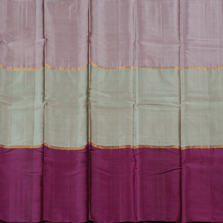 Hayagrivas Handloom Kanjivaram Silk Saree in Enchanting Muppagm (Light Peach, Ash Grey and Purple) BBD775H2-4