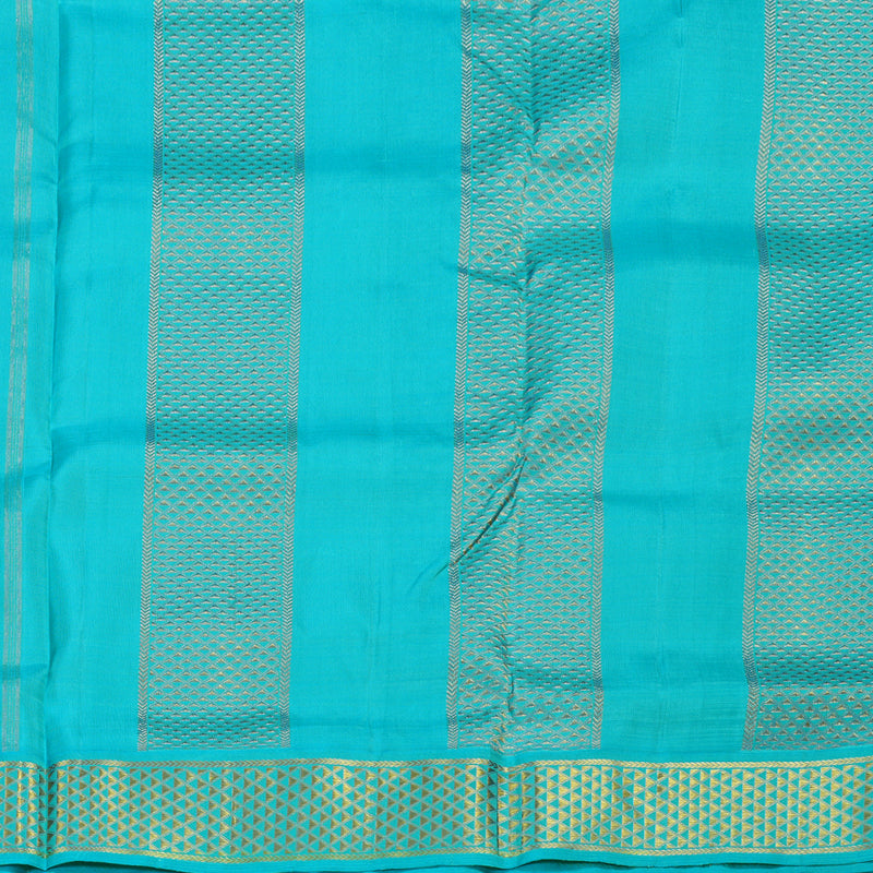 Hayagrivas Purple Handloom Kanjivaram Ten Yards Silk Saree with Sea Blue Border BBD776H5-1